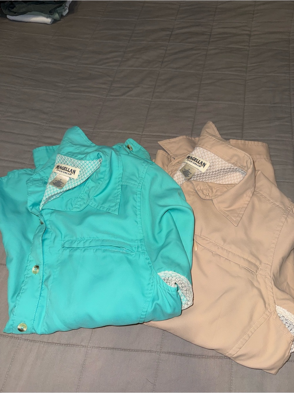 Magellan Women’s Lightweight fishing Shirts - (2) Teal & Beige